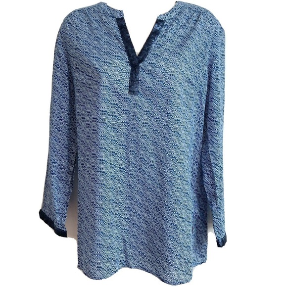 Anthropologie Tops - 🆕 Anthropologie Dalia lightweight cotton sequin trim tunic top medium bl…